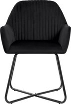 MEUBELEXPERT - 2x Eetkamerstoel Fluweel Zwart Eetkamerstoelen Stoelen Keukenstoelen