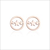 Aramat jewels ® - Chirurgisch stalen ronde oorbellen sterretjes zweerknopjes rosékleurig 8mm