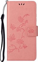 Motorola Moto G31 / G41 roze vlinders book case wallet hoesje