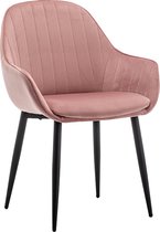 IN.HOMEXL – Bailey - Roos - Eetkamerstoel met armleuning - Fluweel Stoel - Eetstoelen - Velvet Eetkamerstoel - Metaalpoot - Fluweel Stoelen - Eetkamerstoel set van 6