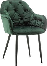 IN.HOMEXL – Roseberry - Groen - Eetkamerstoel met armleuning - Fluweel Stoel - Eetstoelen - Velvet Eetkamerstoel - Metaalpoot - Fluweel Stoelen - Eetkamerstoel set van 4