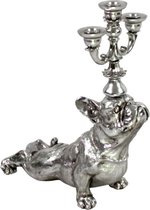 Kandelaar Beeld Bulldog - zilver - H 52 cm