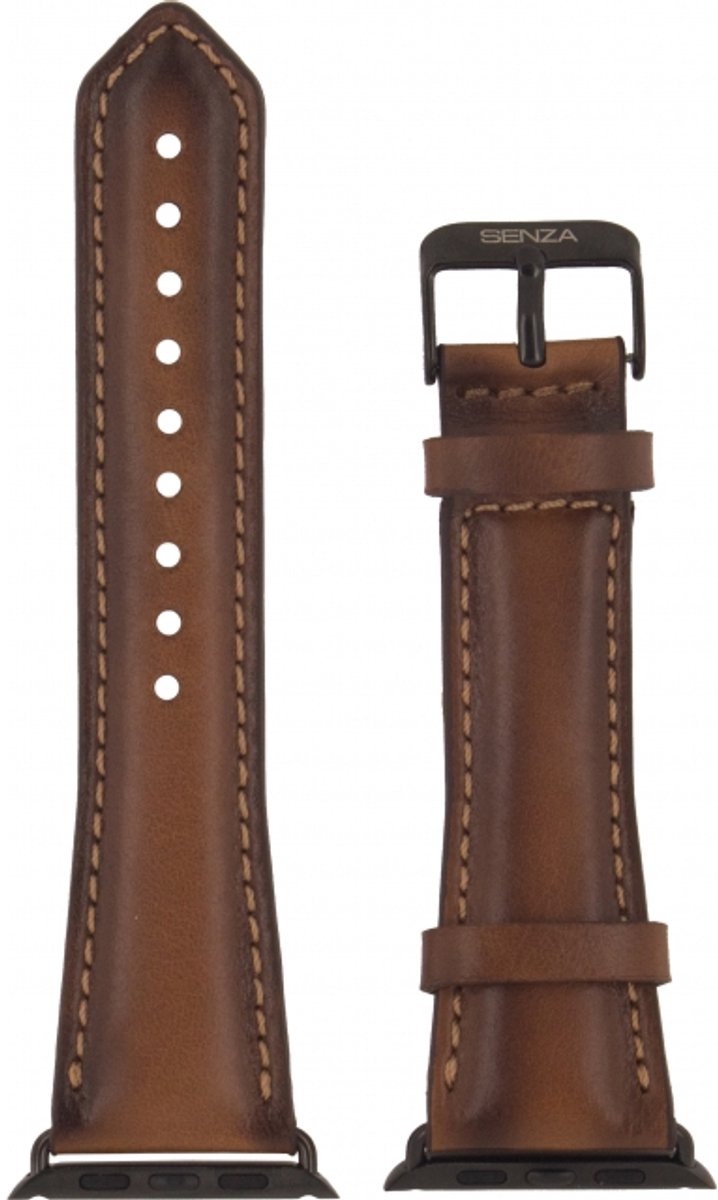 Senza Desire Strap Leren Bandje voor Apple Watch Series 7 (41mm) - Burned Cognac