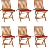 Decoways - Tuinstoelen 6 stuks inklapbaar met kussens massief teakhout