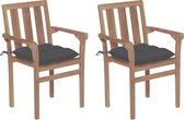 Decoways - Tuinstoelen 2 stuks met antracietkleurige kussens massief teakhout