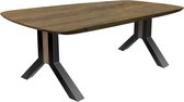 Boot model tafel eikenhout facetrand a-poot onderstel - warme bruine kleur