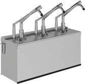 Sausdispenser Met 3-Delige Hevelbediening En 3x GN 1/6 Bakken Met Behuizing, Gastro-Inox 503.182