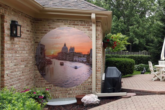 Garden Circle Boat - Water - Soleil - Venetië - 150x150 cm - Affiche de Jardin Ronde - Extérieur
