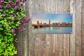 Tuinposter Skyline Londen - 80x40 cm - Wanddecoratie Buiten - Tuinposter - Tuindoek - Schuttingposter - Tuinschilderij