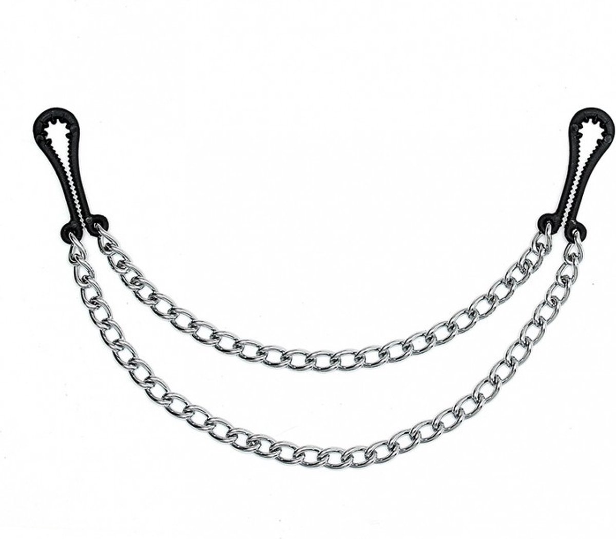Goedkoopste Bondage Play - tepelklemmen kunststof met dubbele ketting