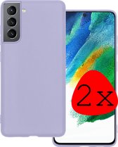 Hoes Geschikt voor Samsung S21 FE Hoesje Siliconen Back Cover Case - Hoesje Geschikt voor Samsung Galaxy S21 FE Hoes Cover Hoesje - Lila - 2 Stuks