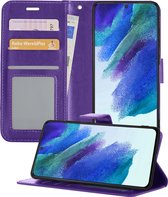 Samsung S21 FE Hoesje Book Case Hoes - Samsung Galaxy S21 FE Case Hoesje Portemonnee Cover - Samsung S21 FE Hoes Wallet Case Hoesje - Paars