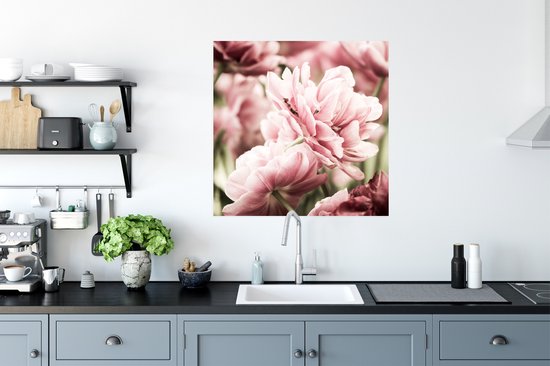 Affiche Le soleil brille sur ces tulipes rose clair - 75x75 cm