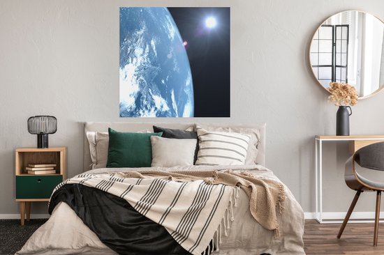 Poster 100x100 cm - Aarde van het zonnestelsel - Posters - Kamer decoratie - Wanddecoratie woonkamer - Muurdecoratie slaapkamer XXL