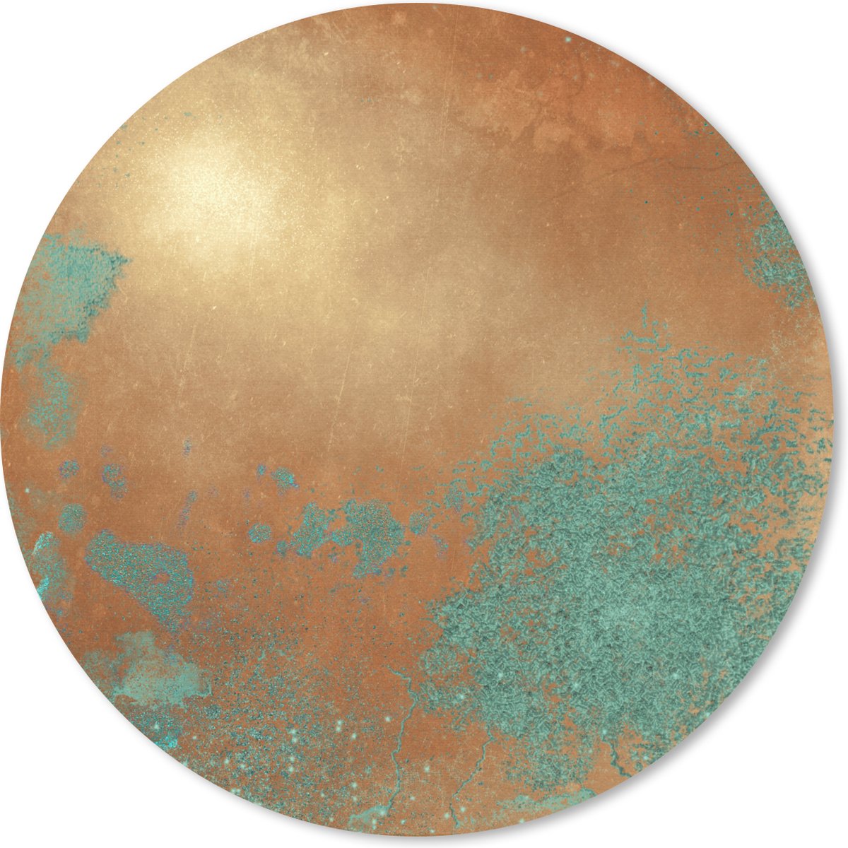 Muismat rond 30x30 cm - Mousepad Brons - Roest print - Blauw - Ronde muismatten