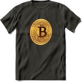 Bitcoin Coin - Crypto T-Shirt Kleding Cadeau | Dames / Heren / Unisex | Bitcoin / Ethereum shirt | Grappig Verjaardag kado | BTC Tshirt Met Print | - Donker Grijs - XXL