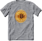 Bitcoin Coin - Crypto T-Shirt Kleding Cadeau | Dames / Heren / Unisex | Bitcoin / Ethereum shirt | Grappig Verjaardag kado | BTC Tshirt Met Print | - Donker Grijs - Gemaleerd - M