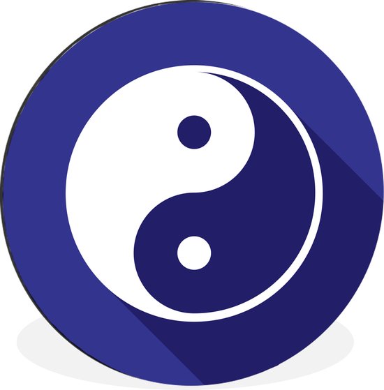 Une illustration d'un logo Yin et Yang bleu foncé Cercle mural aluminium ⌀ 60 cm - impression photo sur cercle mural / cercle vivant / cercle de jardin (décoration murale)