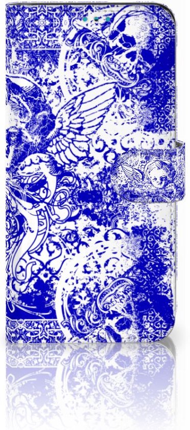 Book Style Case Samsung Galaxy A53 Smartphone Case Angel Skull Blue
