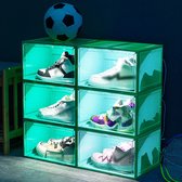 FlyThight Schoenendoos - met led verlichting - Voice Activation - transparant - schoenenbox - sneaker display - sneakerbox - sneaker doos - blauw