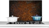 Spatscherm keuken 90x60 cm - Kookplaat achterwand Metaal - Brons - Roest print - Muurbeschermer - Spatwand fornuis - Hoogwaardig aluminium