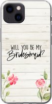 iPhone 13 mini hoesje - Quotes - 'Will you be my bridesmaid' - Spreuken - Bruidsmeisje - Siliconen Telefoonhoesje