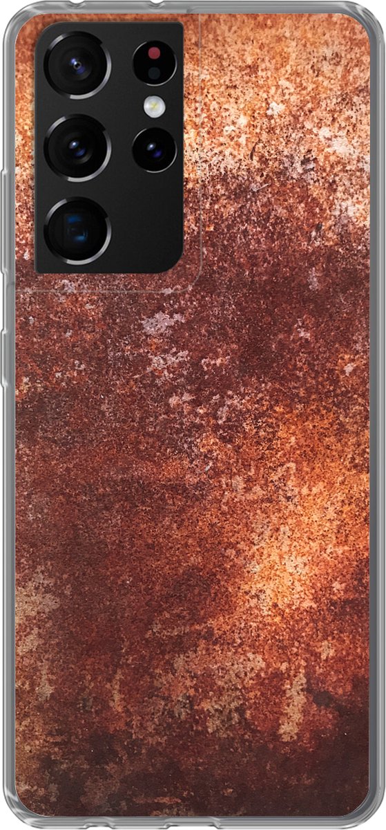 Telefoonhoesje Geschikt voor Samsung Galaxy S21 Ultra hoesje - Staal - Metaal - Roest print - Siliconen Telefoonhoesje Telefoonhoesje
