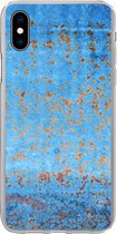 Geschikt voor iPhone Xs hoesje - Blauw - Roest print - Vintage - Siliconen Telefoonhoesje