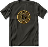 Bit-Coin - Crypto T-Shirt Kleding Cadeau | Dames / Heren / Unisex | Bitcoin / Ethereum shirt | Grappig Verjaardag kado | Tshirt Met Print  Prijs - Donker Grijs - L