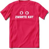 Zwarte Kat - Katten T-Shirt Kleding Cadeau | Dames - Heren - Unisex | Dieren shirt | Grappig Verjaardag kado | Tshirt Met Print | - Roze - S