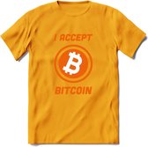 I Accept Bitcoin - Crypto T-Shirt Kleding Cadeau | Dames / Heren / Unisex | Bitcoin / Ethereum shirt | Grappig Verjaardag kado | BTC Tshirt Met Print | - Geel - L