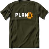 Plan B - Crypto T-Shirt Kleding Cadeau | Dames / Heren / Unisex | Bitcoin / Ethereum shirt | Grappig Verjaardag kado | BTC Tshirt Met Print | - Leger Groen - XL