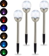 Relaxdays 4x tuinlampen - lichtbollen - kleurverandering - solarlampen - LED - buitenlamp