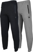 2- Pack Donnay Joggingbroek met elastiek - Sportbroek - Heren - Maat L - Black/Silver-marl