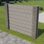 Decoways - Schanskorfmuur met 2 palen 180x180 cm gegalvaniseerd staal PVC