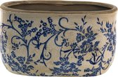 Clayre & Eef Pot de fleurs 22x10x12 cm Bleu Blanc Céramique Fleurs