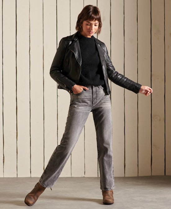 Veste En Cuir De Motard Superdry Pour Femme - Taille S - Noir - Occasion Très Bon état