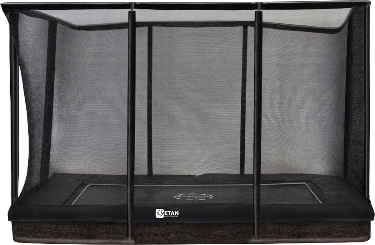 Etan Premium Inground Trampoline Combi - 380 x 275 cm / 1259ft - Zwart - Rechthoekig - Incl. Veiligheidsnet - UV-bestendig Randkussen