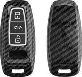 kwmobile hoes voor autosleutel compatibel met Audi A6 A7 A8 Q7 Q8 3-knops autosleutel Keyless - Autosleutelbehuizing in zwart - Carbon design