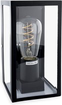 Wandlamp Glas - Modern Design - E27 Fitting - Waterdicht IP44 - Zwart