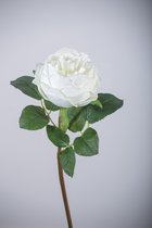 Kunstbloem - Roos - topkwaliteit decoratie - 2 stuks - zijden bloem - Wit - 46 cm hoog