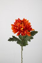 Kunstbloem - Chrysanthemum - topkwaliteit decoratie - 2 stuks - zijden bloem - Oranje - 60 cm hoog