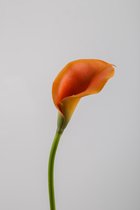 Kunstbloem - Callalelie - topkwaliteit decoratie - 2 stuks - zijden bloem - Oranje - 48 cm hoog