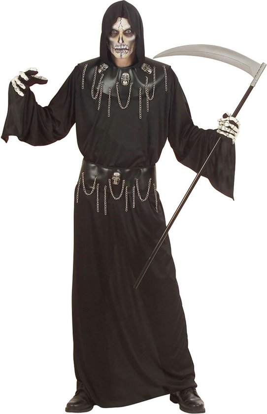 Widmann - Spook & Skelet Kostuum - Horror Schedelmeester Kostuum Man - Zwart - Small - Halloween - Verkleedkleding