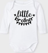 Baby Rompertje met tekst 'Little brother' | Lange mouw l | wit zwart | maat 62/68 | cadeau | Kraamcadeau | Kraamkado