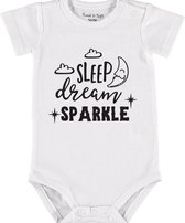 Baby Rompertje met tekst 'Sleep, dream, sparkle' |Korte mouw l | wit zwart | maat 50/56 | cadeau | Kraamcadeau | Kraamkado
