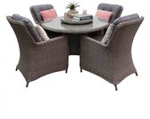Denza Furniture Elip dining wicker tuintafel | aluminium + wicker | donkergrijs/donkerbruin | 120cm wicker ronde wicker tuintafel | 4 personen