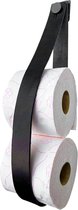 Luxe Leren toiletrolhouder - Zwart - Reserverolhouder - 100% Volnerfleer - hangend - zonder boren - WC Rol Houder - Closetrolhouder