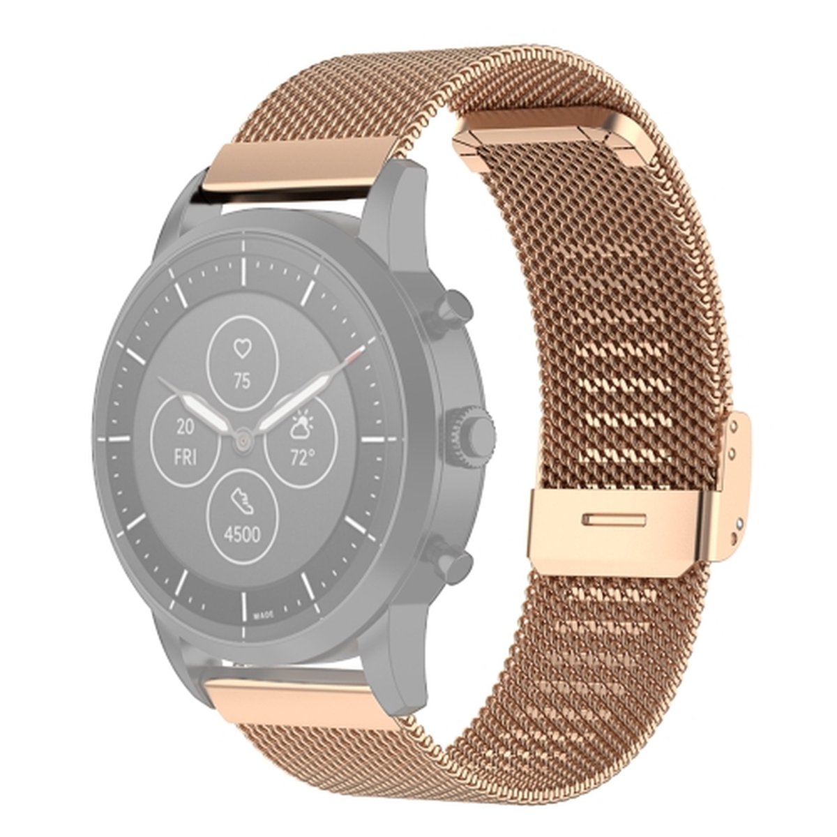22 mm metalen mesh polsband horlogeband voor Fossil Hybrid Smartwatch HR, mannelijke Gen 4 Explorist HR, mannelijke sport (rose goud)