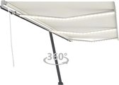 Decoways - Luifel handmatig uittrekbaar met LED 600x300 cm crèmekleurig